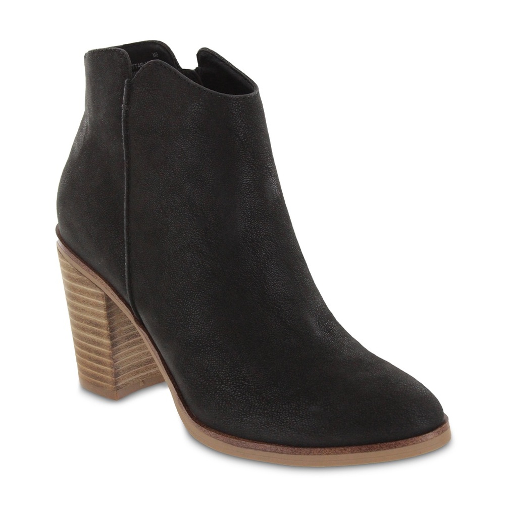 MIA Black Ankle Booties with Tan Heel